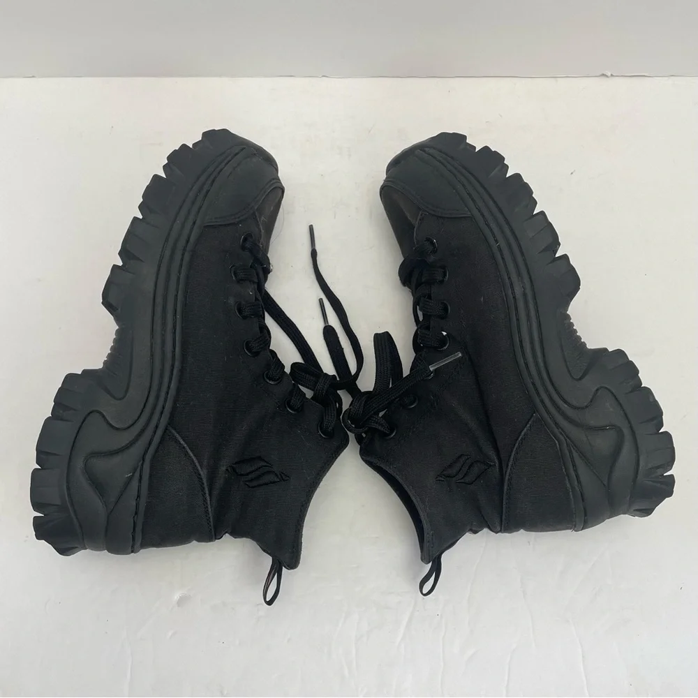 Skechers womens 7 Black High Top Sneaker Boots Lug sole chunky combat canvas - Picture 10 of 11